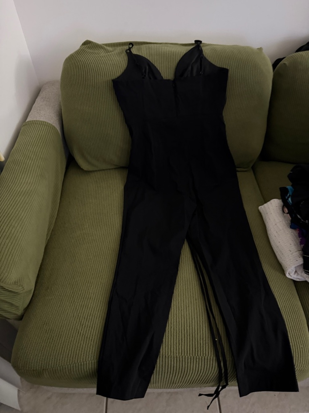 Women's Black Slim Jumpsuit with V-Neck and Adjustable Straps